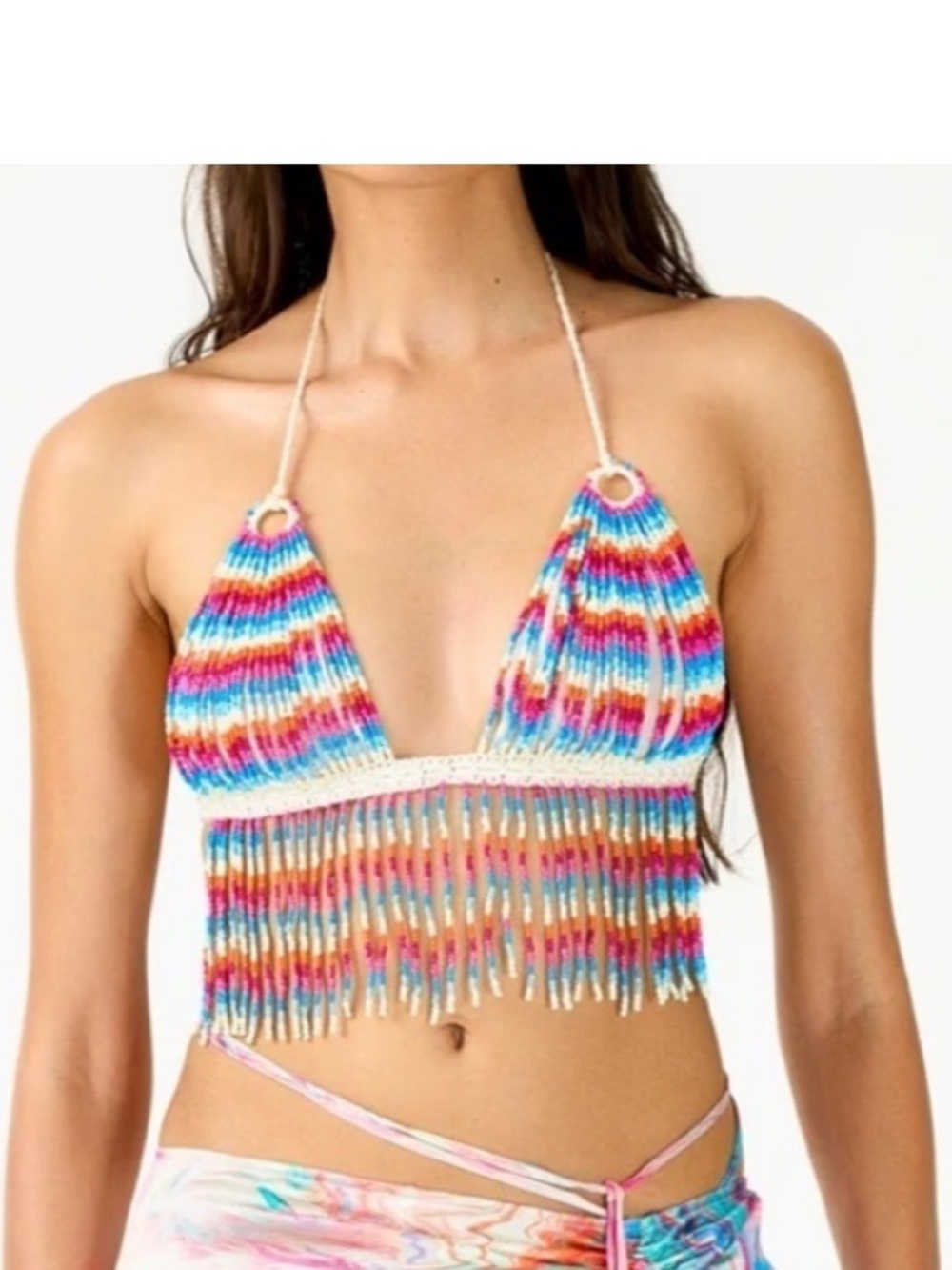 My Beachy Side Halter Top Beaded Small
